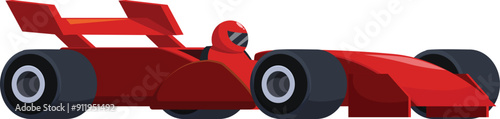 Racing driver is driving a red formula one car on a white background