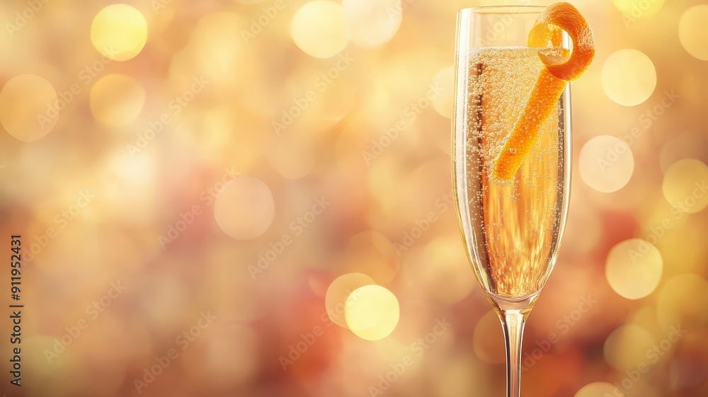 Sparkling Beverage Decorated With Citrus Twist at Festive Celebration Evening Sparkling Beverage Decorated With Citrus Twist at Festive Celebration Evening