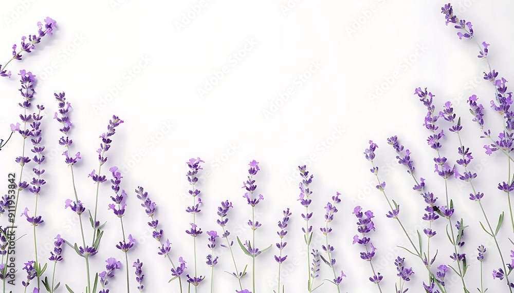 Lavender flowers isolated on white background. Top view. Lavender flowers isolated on white background. Top view.