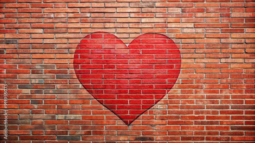 Red heart shape on brick wall for Valentine's Day , love, romance, Valentine's Day, symbol, brick wall, heart shape Red heart shape on brick wall for Valentine's Day , love, romance, Valentine's Day, symbol, brick wall, heart shape