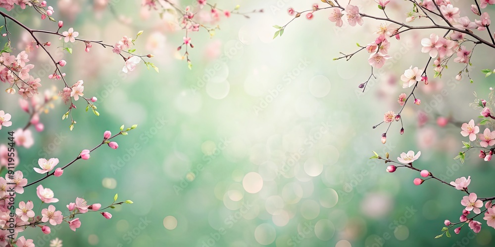 Fototapeta premium Soft and delicate abstract spring background in blush pink and sage green hues , pastel, gentle, feminine, elegant, modern