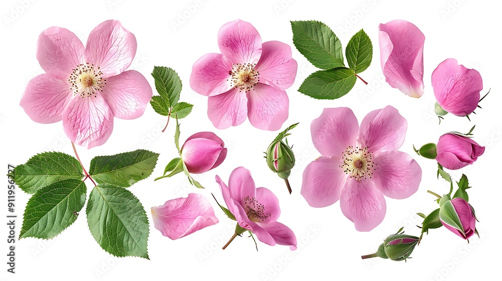 Naklejka premium A group of pink flowers