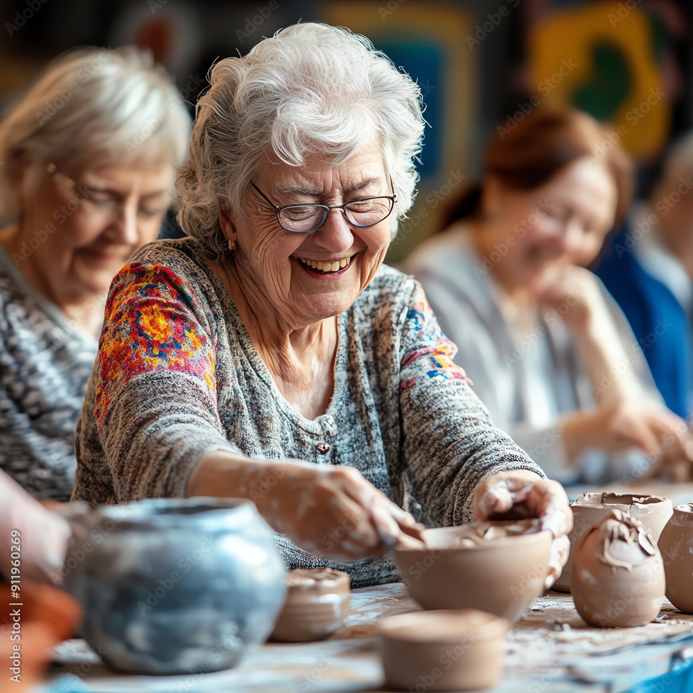 A vibrant image of older adults engaging in a creative art class, painting colorful canvases with bright and expressive strokes, symbolizing artistic empowerment. A vibrant image of older adults engaging in a creative art class, painting colorful canvases with bright and expressive strokes, symbolizing artistic empowerment.