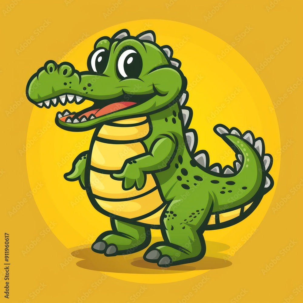 Friendly cartoon crocodile with a big smile. Friendly cartoon crocodile with a big smile.