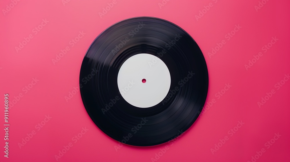 A vinyl record with a blank label, placed on a neon green and yellow background. The vibrant neon light provides clear copy space. The lighting is smooth and diffused, creating a modern lookd A vinyl record with a blank label, placed on a neon green and yellow background. The vibrant neon light provides clear copy space. The lighting is smooth and diffused, creating a modern lookd