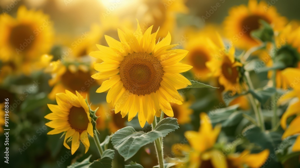 Basking in the Beauty of a Sunflower Field: A Vibrant and Serene Landscape Basking in the Beauty of a Sunflower Field: A Vibrant and Serene Landscape