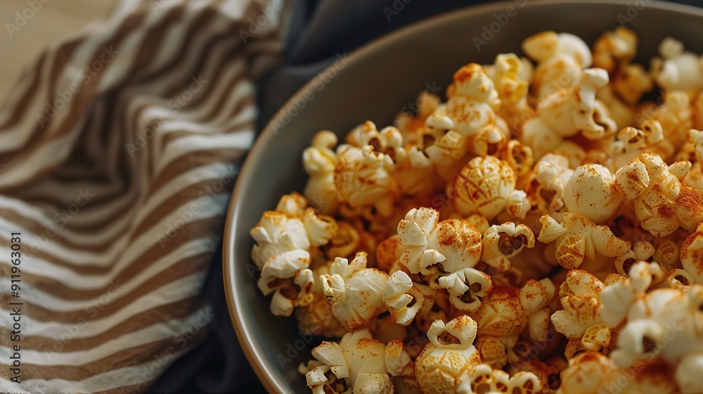 Freshly Popped Movie Night Popcorn Served on a Retro Plate, Capturing the Essence of Casual Entertainment and Snacking. Freshly Popped Movie Night Popcorn Served on a Retro Plate, Capturing the Essence of Casual Entertainment and Snacking.
