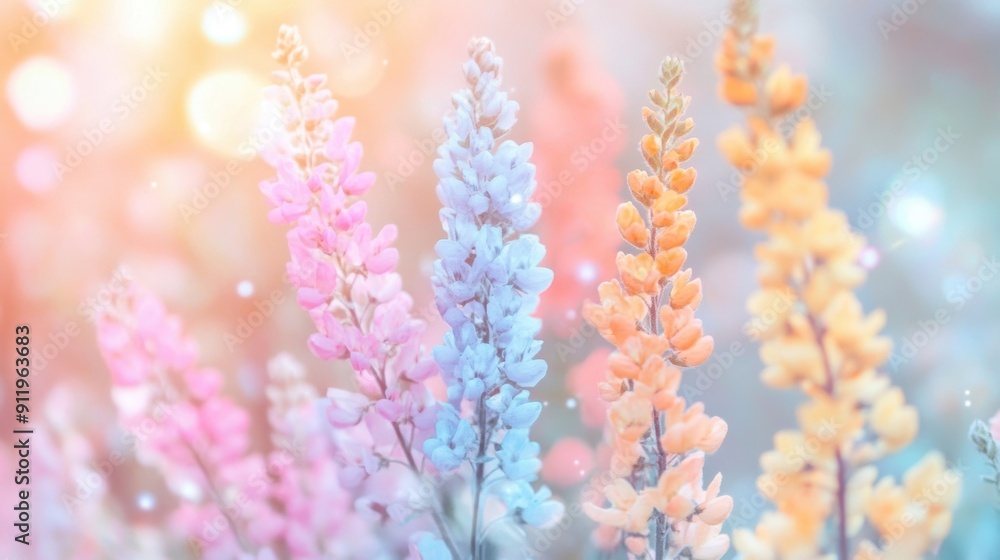 Soft pastel flowers bloom gracefully, bathed in gentle morning light, creating a tranquil and serene atmosphere Soft pastel flowers bloom gracefully, bathed in gentle morning light, creating a tranquil and serene atmosphere