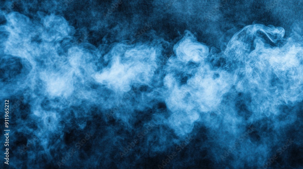 Obraz premium Dark blue background infused with swirling, ethereal smoke creating a mysterious atmosphere
