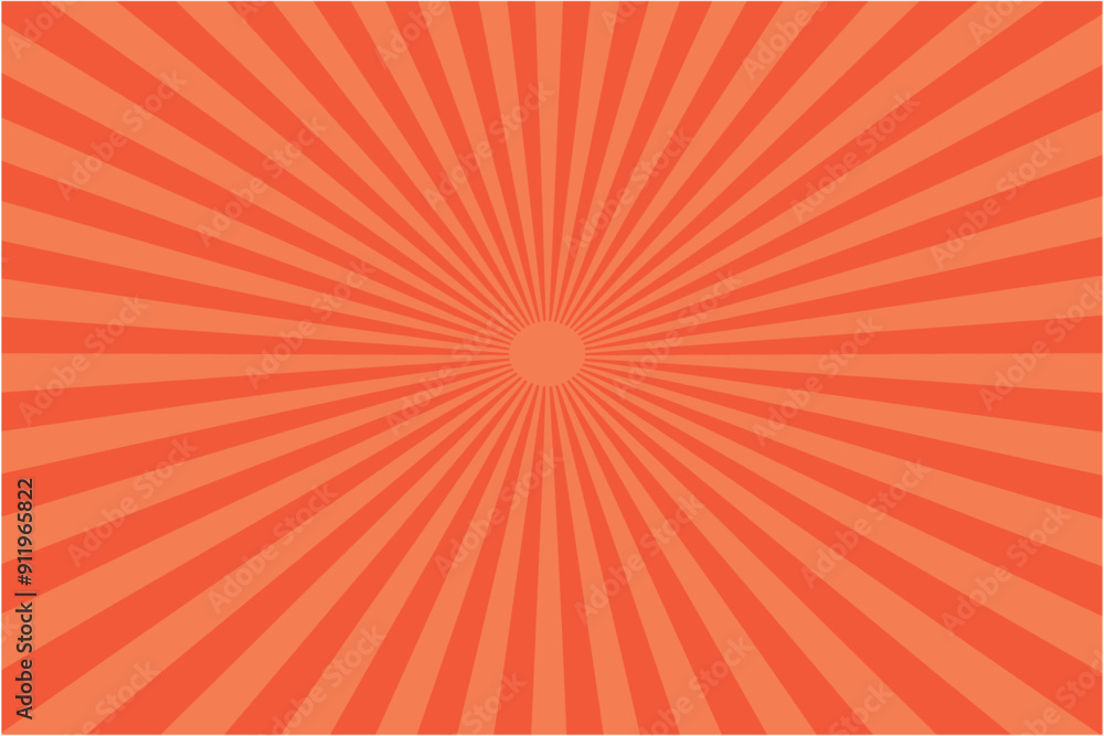 Obraz premium Abstract orange sunburst light background, Orange and coral sunburst background with sun rays, Orange and coral sunburst background, Sunburst vector element