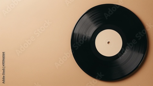 A vinyl record with a blank label, placed on a neon green and yellow background. The vibrant neon light provides clear copy space. The lighting is smooth and diffused, creating a modern lookd