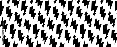 Lightning bolt seamless pattern. Thunder bolt repeating background. Flash thunderbolt ornament wallpaper. Blitz strike arrows for poster, banner, graphic design, print. Vector cartoon backdrop