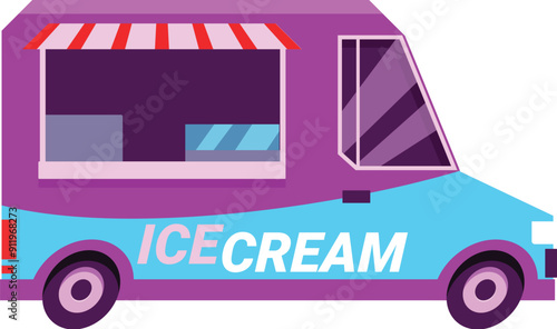 Colorful ice cream truck is parked on the side of the road, ready to serve customers