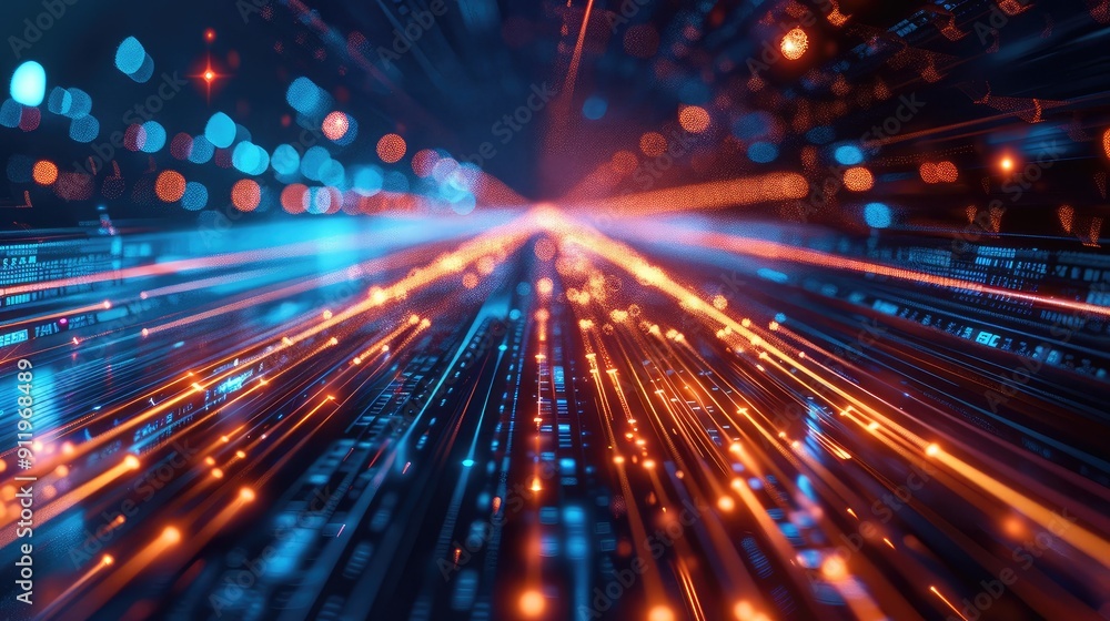 Obraz premium Future technology line background and light effect