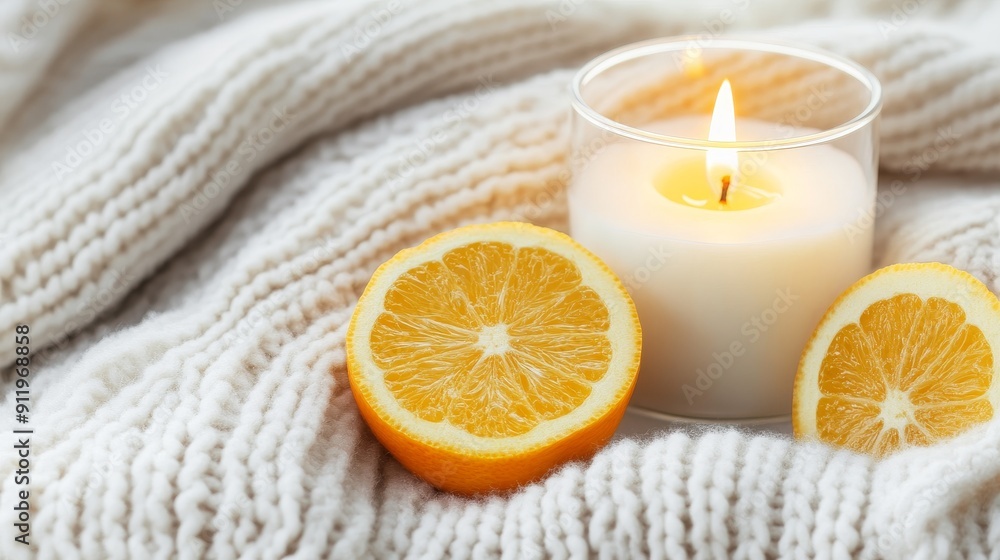Sweet citrus aroma, icy outdoors, warm knit blanket, candlelight Sweet citrus aroma, icy outdoors, warm knit blanket, candlelight