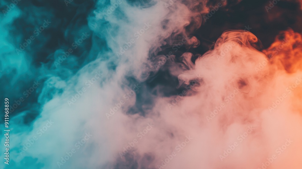 Colorful smoke fog envelops a dark background, creating a mysterious and atmospheric ambiance Colorful smoke fog envelops a dark background, creating a mysterious and atmospheric ambiance