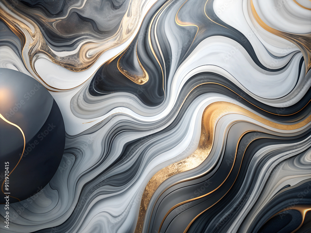 Abstract Black, White, and Gold Marble Texture Abstract Black, White, and Gold Marble Texture