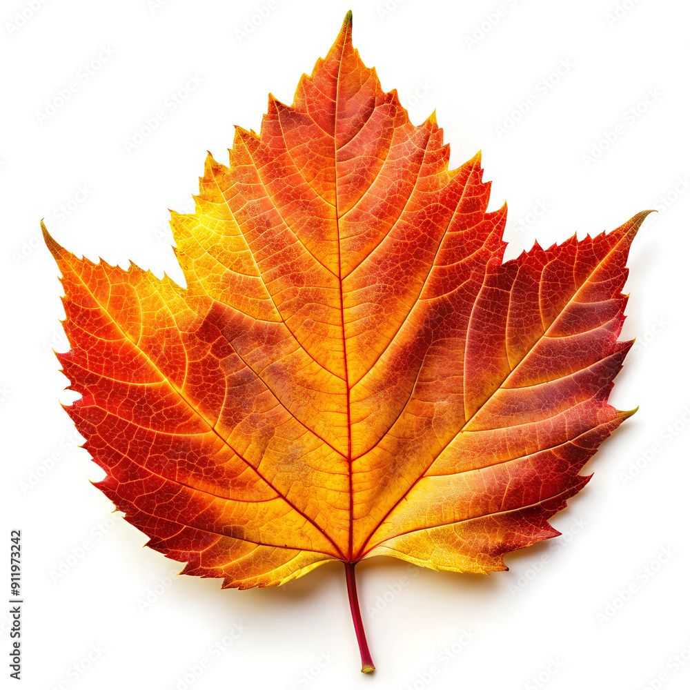 Vibrant Autumn Leaf on White Background Vibrant Autumn Leaf on White Background