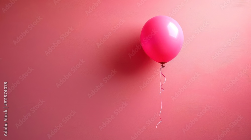 Balloon on pink wall with white stripes Balloon on pink wall with white stripes