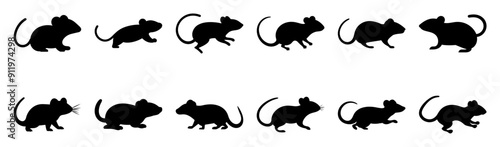 Mouse rat silhouette set vector design big pack of illustration and icon