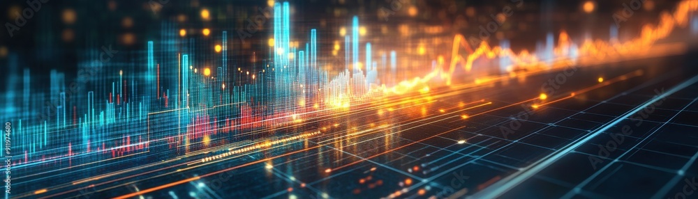 Dynamic financial graph showing vibrant data trends and analytics, reflecting market movements and technological advancements. Dynamic financial graph showing vibrant data trends and analytics, reflecting market movements and technological advancements.