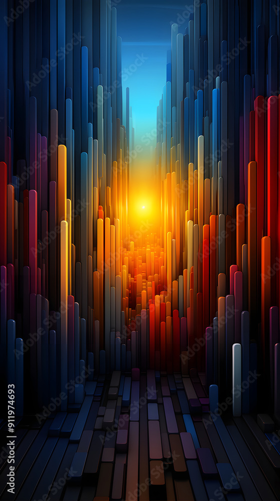 Obraz premium Digital technology color stripe pixel art abstract pattern poster background