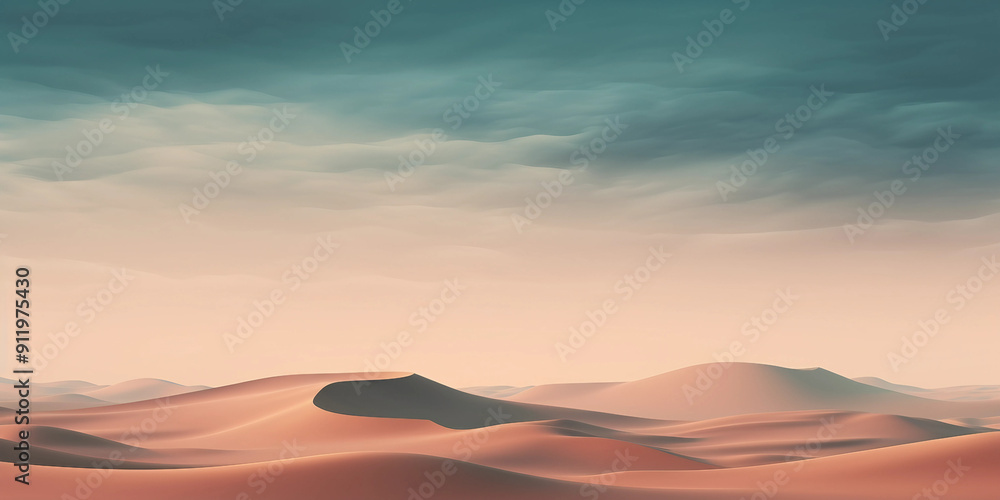 Pale pink dunes and dark teal sky Pale pink dunes and dark teal sky