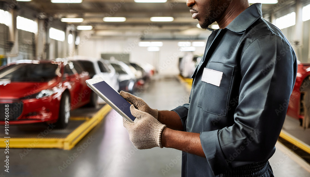 mechanical engineer performing mechanical check with an electronic tablet in his hand mechanical engineer performing mechanical check with an electronic tablet in his hand