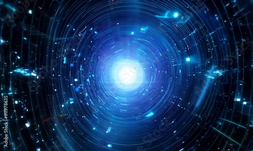 Wallpaper Mural Abstract Digital Tunnel with Light Torontodigital.ca