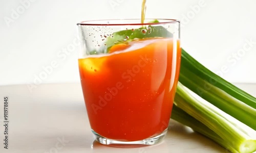 Freshly Made Tomato Juice with Celery photo