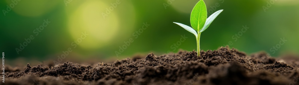 A fresh green sprout emerging from rich dark soil, symbolizing growth and new beginnings in a natural environment. A fresh green sprout emerging from rich dark soil, symbolizing growth and new beginnings in a natural environment.