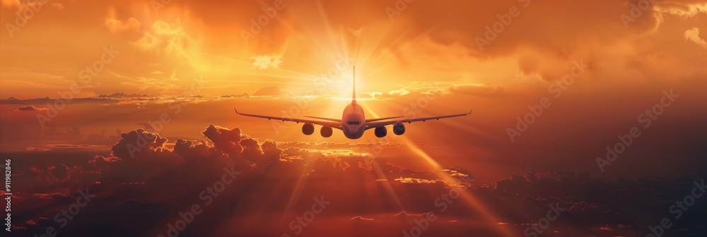 Aircraft in the sky during sunrise or sunset Aircraft in the sky during sunrise or sunset