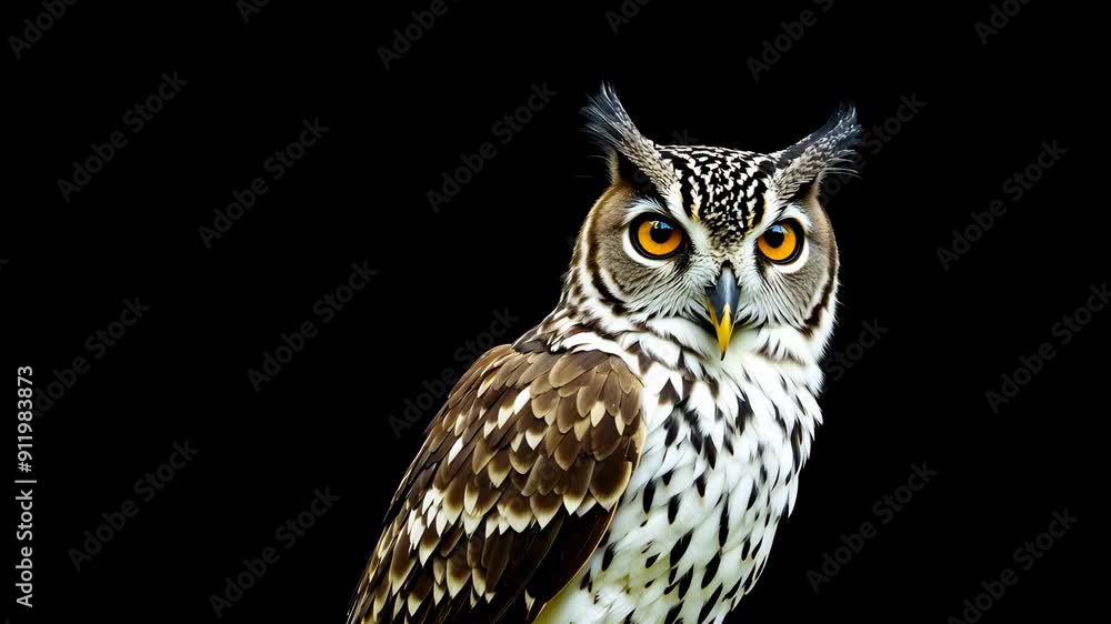 Winged Guardian: Great Horned Owl in Night's Embrace Winged Guardian: Great Horned Owl in Night's Embrace