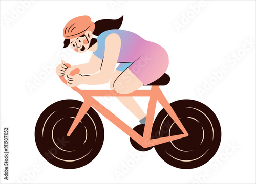Female Paralympic Cyclist Illustration. Paralympic Athletes Illustration