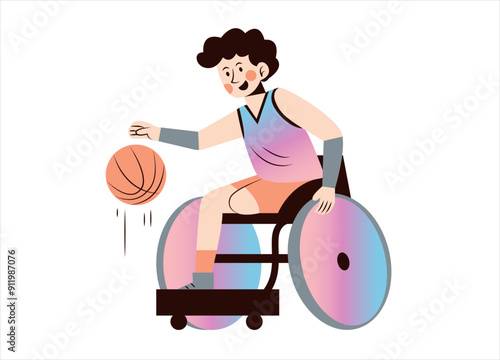 Male Paralympic Basketball Player Illustration. Paralympic Athletes Illustration