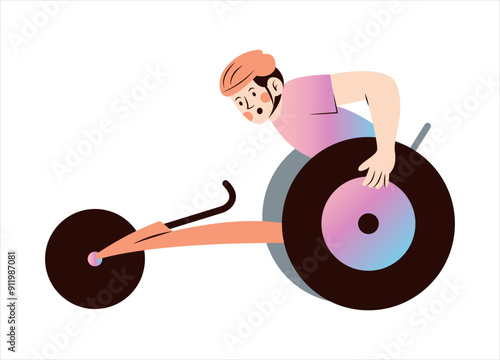 Male Paralympic Cyclist Illustration. Paralympic Athletes Illustration