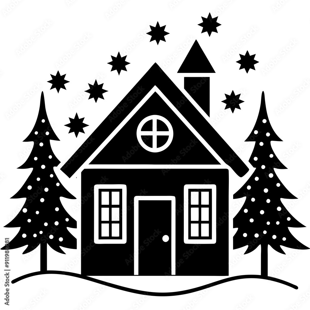 christmas tree with house, christmas house vector illustration, Christmas house vector art, christmas tree with house silhouette, house vector icon, eps christmas tree with house, christmas house vector illustration, Christmas house vector art, christmas tree with house silhouette, house vector icon, eps