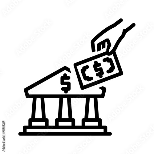 Vector black line icon for Accounts payable