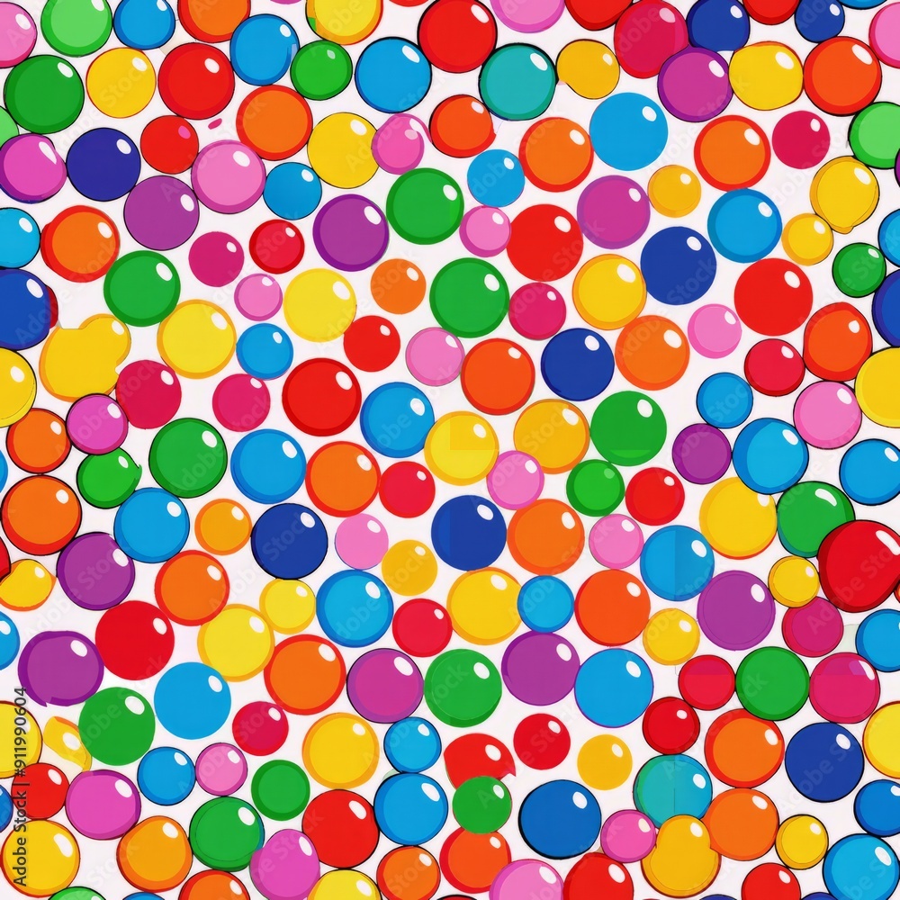 seamless pattern of rainbow-colored gumballs and candies seamless pattern of rainbow-colored gumballs and candies