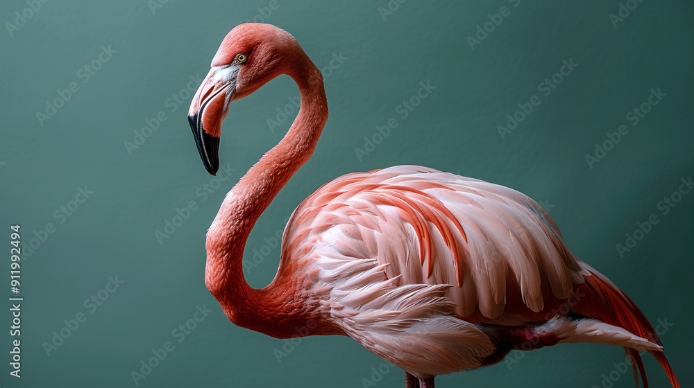 Naklejka premium Graceful Flamingo in Profile