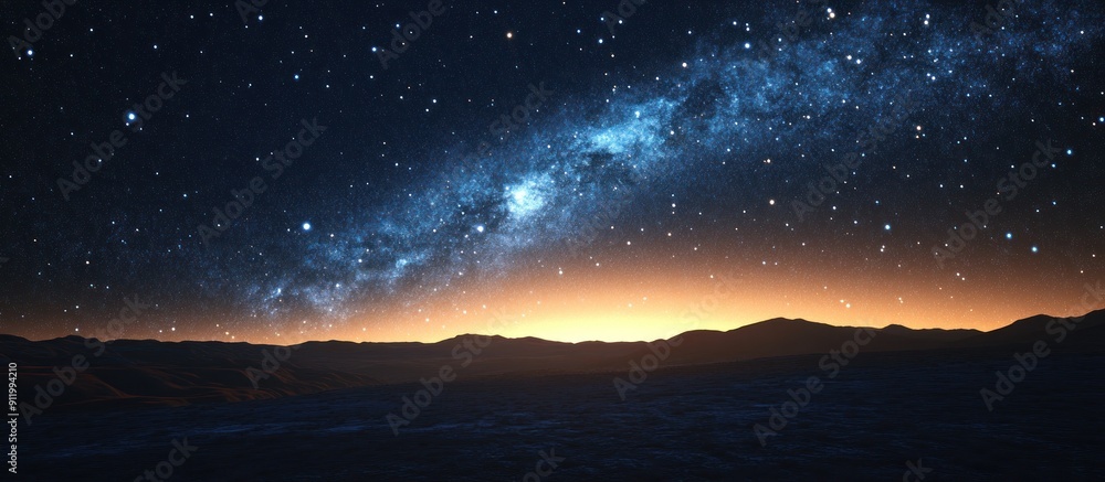 Naklejka premium Milky Way over Mountain Landscape
