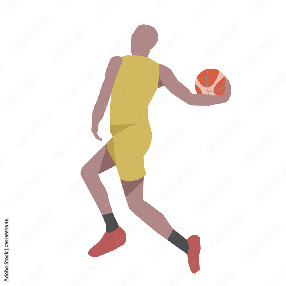 Flat design concept with sportsman playing basketball. Vector illustration isolated on white background Flat design concept with sportsman playing basketball. Vector illustration isolated on white background