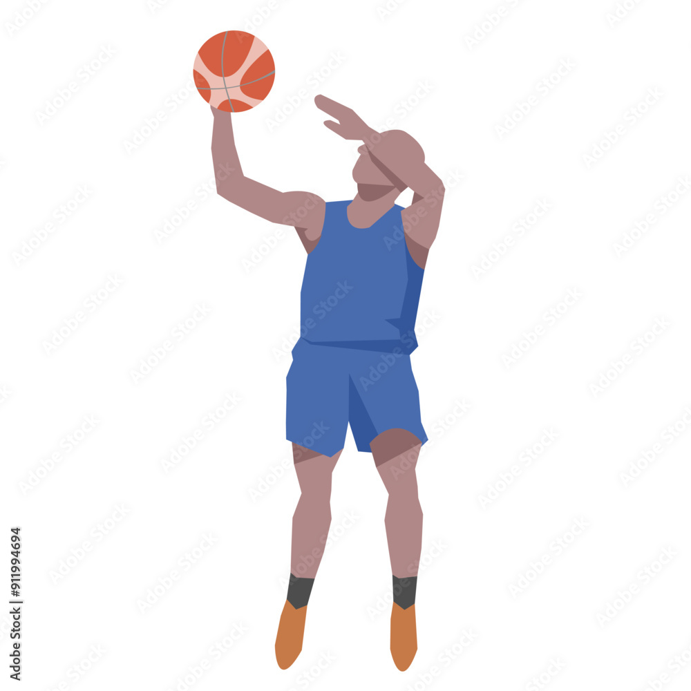 Flat design concept with sportsman playing basketball. Vector illustration isolated on white background Flat design concept with sportsman playing basketball. Vector illustration isolated on white background