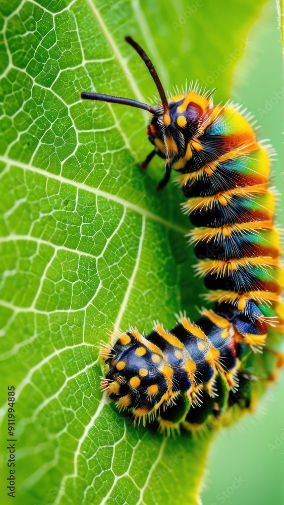 A beautiful yellow and black butterfly resting on a leaf A beautiful yellow and black butterfly resting on a leaf