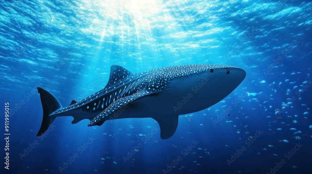 Fototapeta premium Whale Shark Swimming in the Ocean