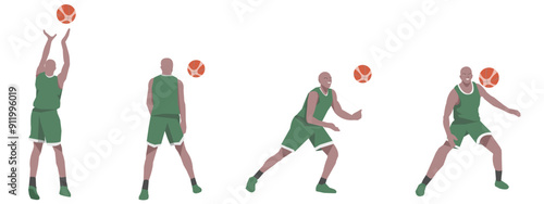 Basketball Set Collection Flat cartoon on isolated white background