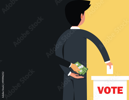 Bribery voting. Business man receive bribery from voting. photo