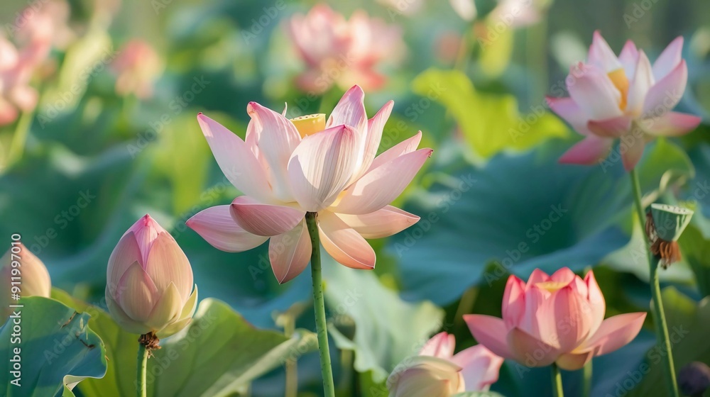 Naklejka premium beautiful lotus flower outdoor which is very beautiful