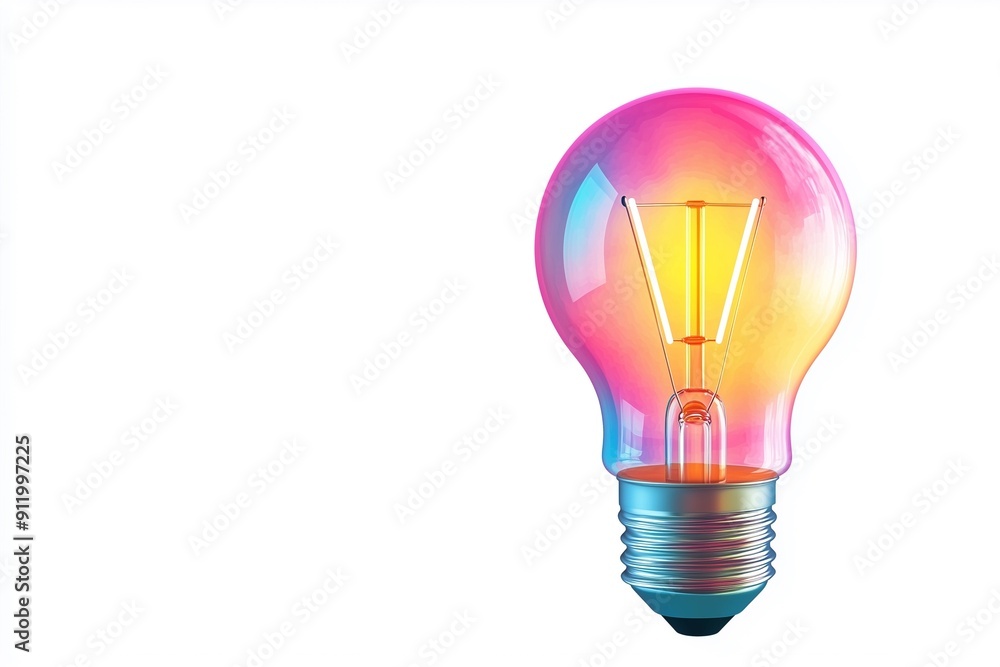 Watercolor 3D Rendering of a Light Bulb with Glowing Filament Watercolor 3D Rendering of a Light Bulb with Glowing Filament