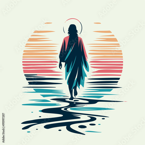 Jesus Christ walking on water